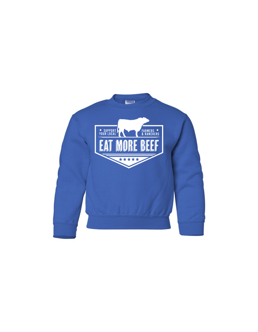 EAT MORE BEEF CREWNECK - YOUTH BLUE