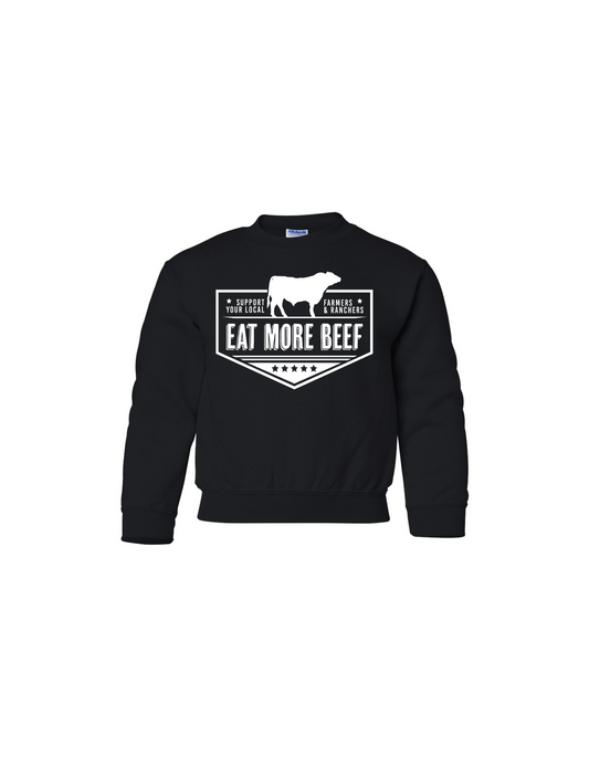 EAT MORE BEEF CREWNECK - YOUTH BLACK