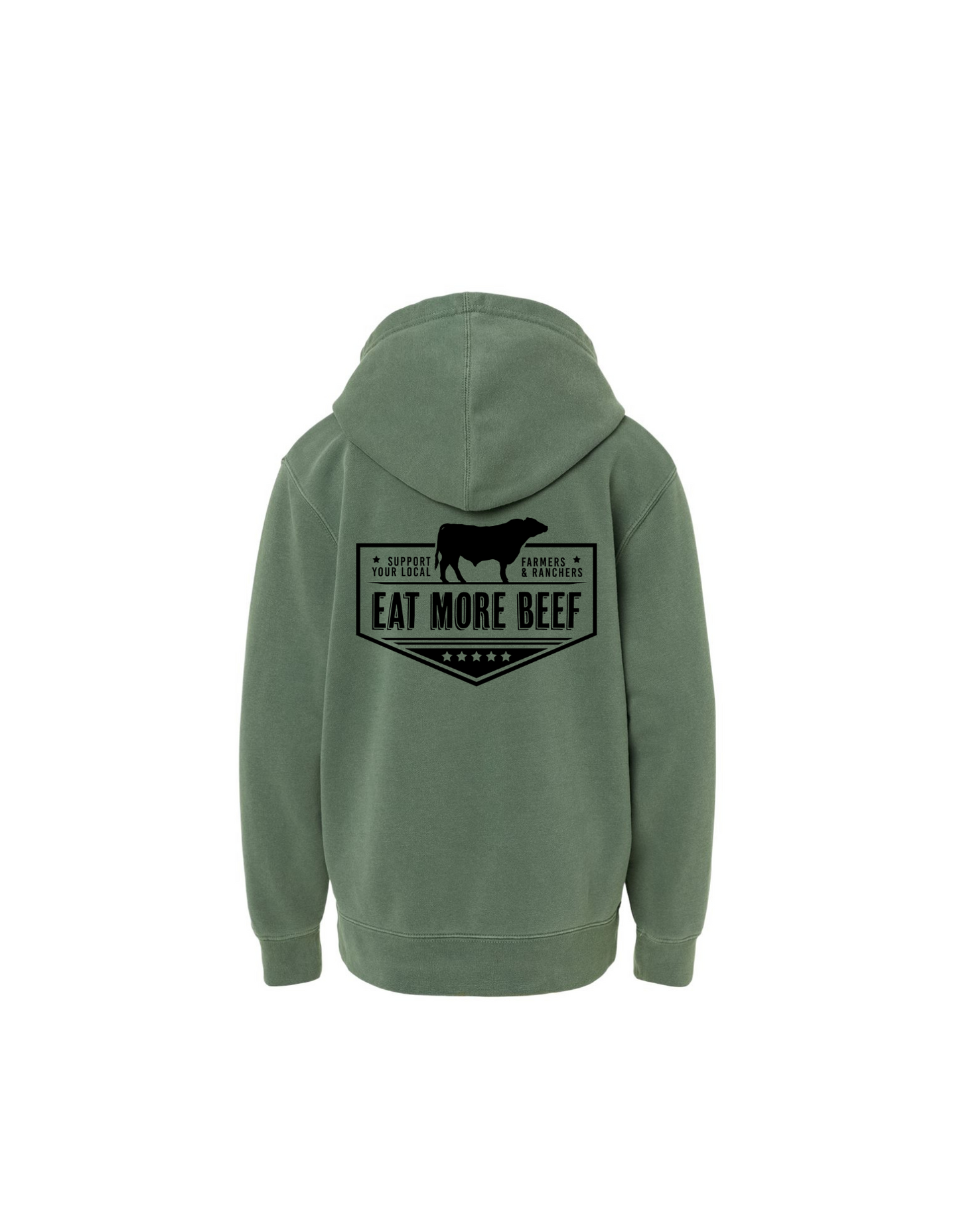 EAT MORE BEEF HOODIE - YOUTH GREEN